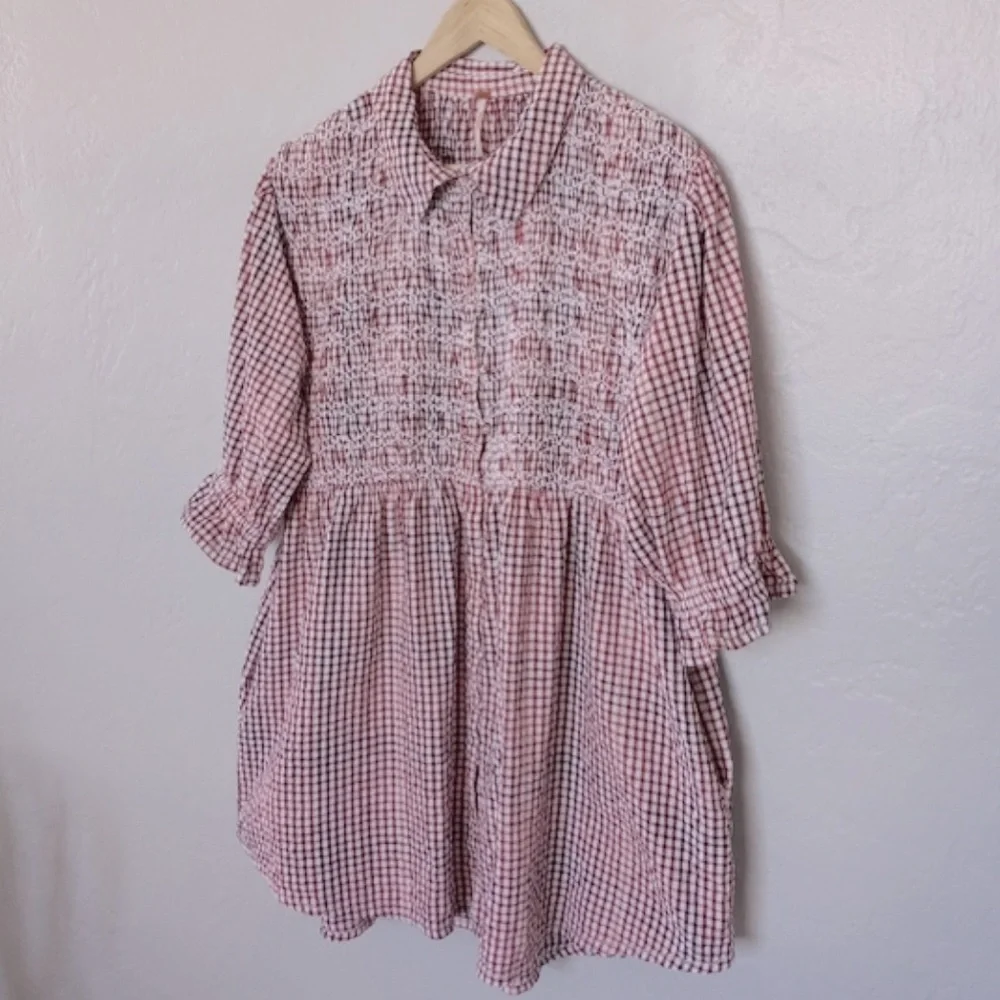 Free People CHARLOTTE GINGHAM TUNIC Size XS/